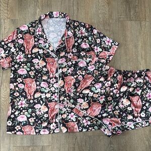 Floral Animal Print Pajama Set